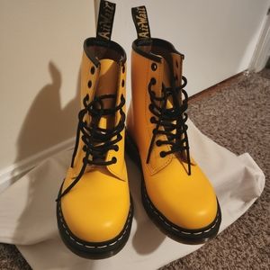 Doc Martens Air Wair 1460 Boots: Yellow. Women's size 10.